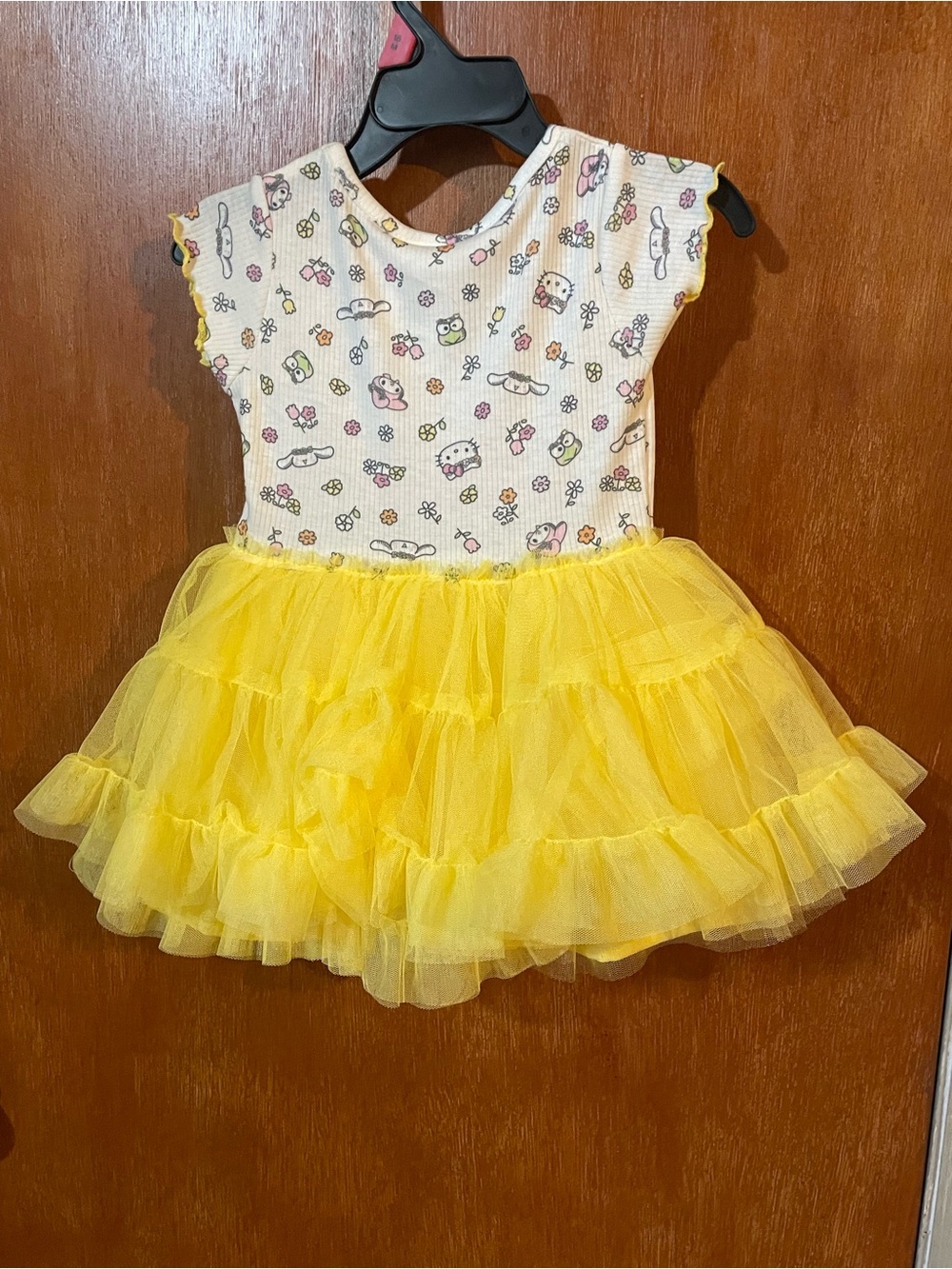 Yellow Tulle Skirt Dress for Kids - Cute Printed Bodice 18 months